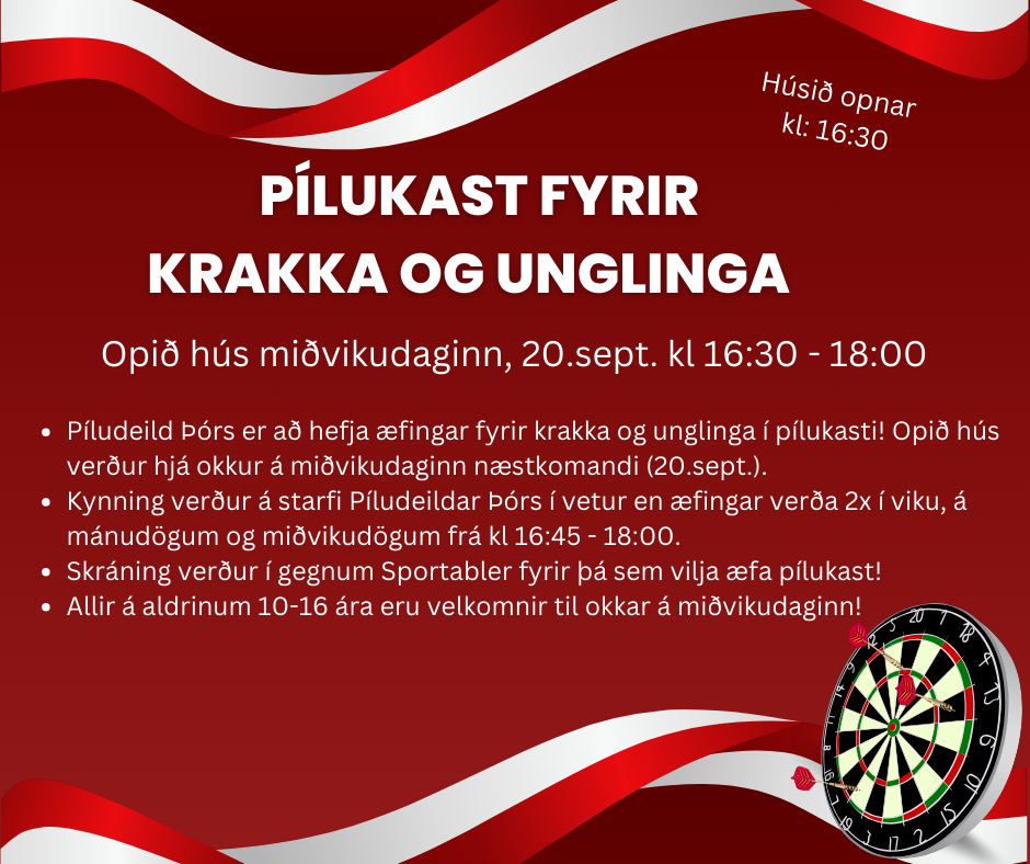 Æfingar fyrir krakka og unglinga hjá Píludeild Þórs