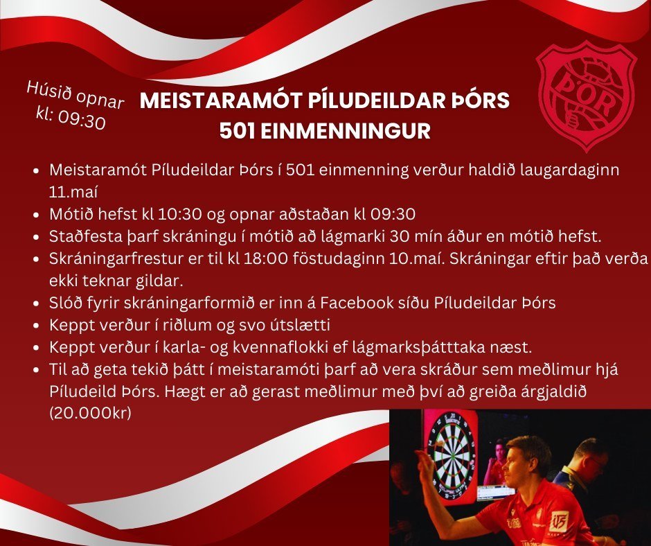 Pílukast: Stemningin keyrð upp á meistaramóti Þórs í 501 á laugardag