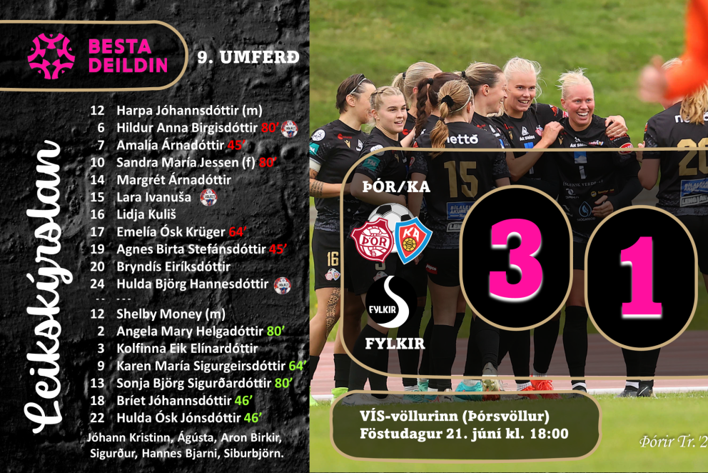 Knattspyrna: Þór/KA með sjöunda sigurinn, áfram í toppbarátunni