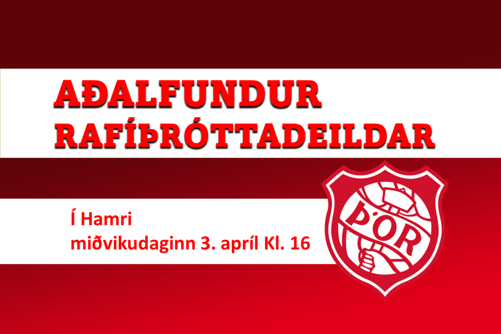 Rafíþróttir: Boðað til aðalfundar miðvikudaginn 3. apríl