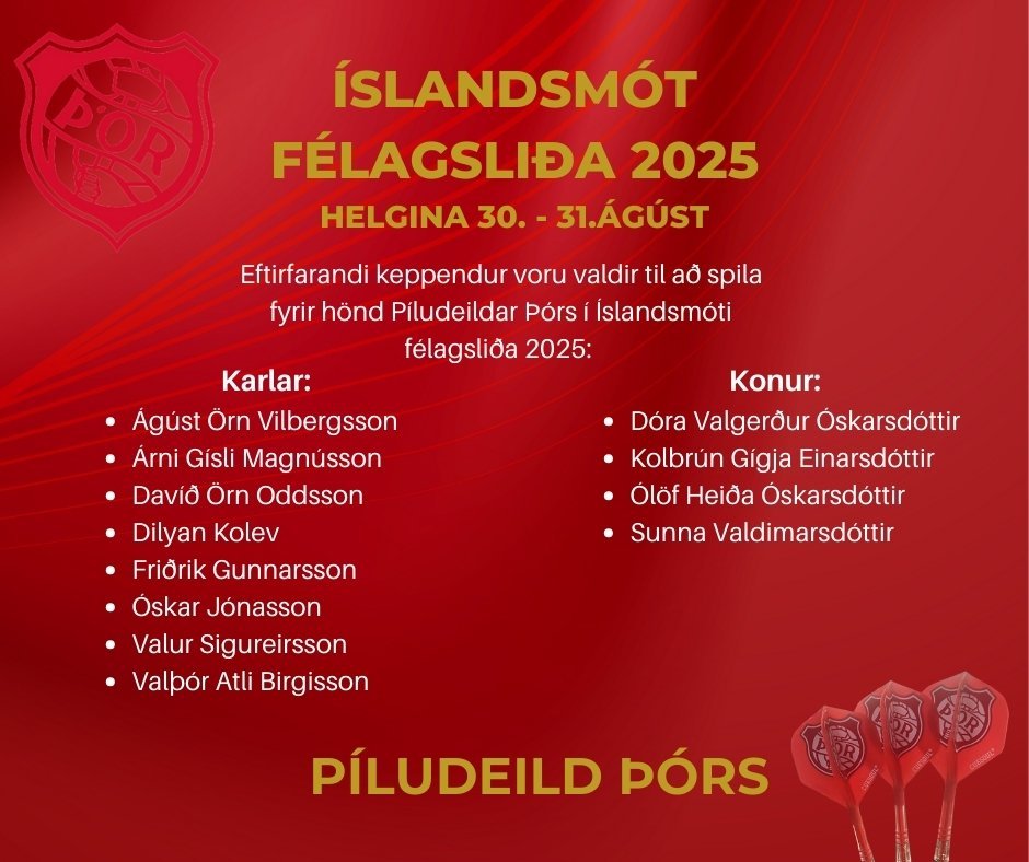 Pílukast: Íslandsmót félagsliða um helgina