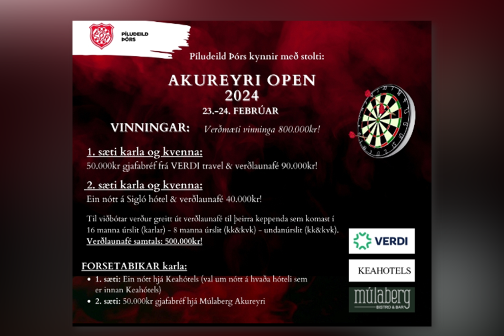 Pílukast: Akureyri Open hefst á morgun