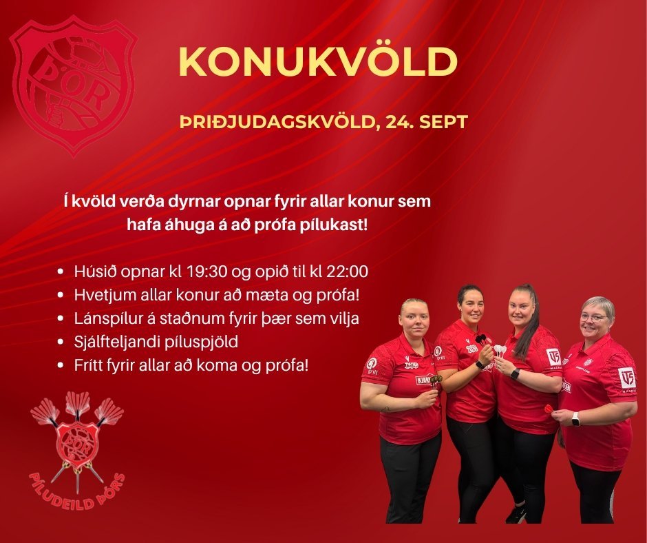 Pílukast: Konukvöld í kvöld, 24.sept!