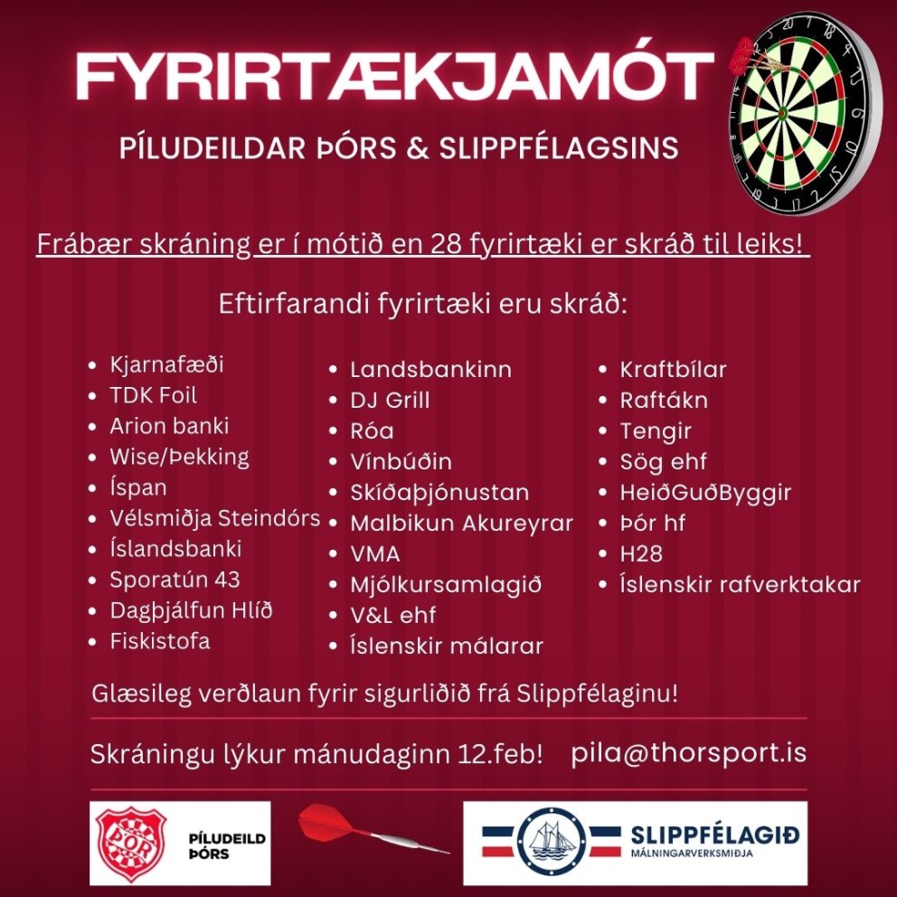 Pílukast: Mikil þátttaka í Fyrirtækjamótinu