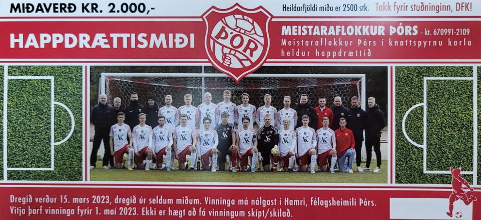 Dregið í happdrætti mfl. karla í fótbolta