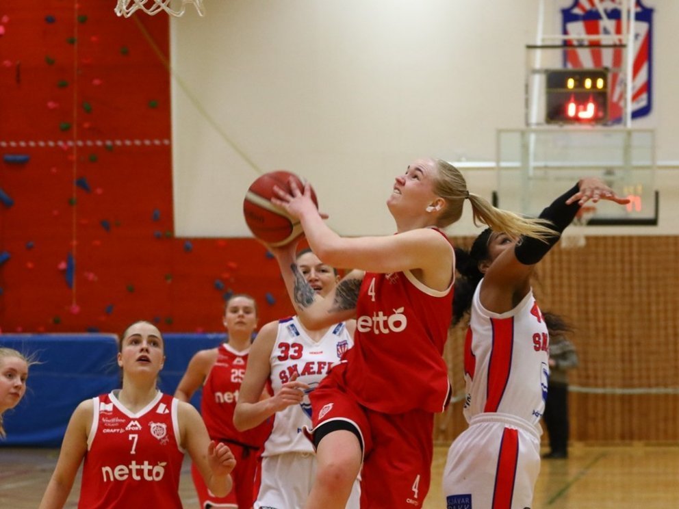 Heiða Hlín Björnsdóttir í góðum gír í öðrum leik seríunnar í Stykkishólmi. Mynd: Páll Jóhannesson.