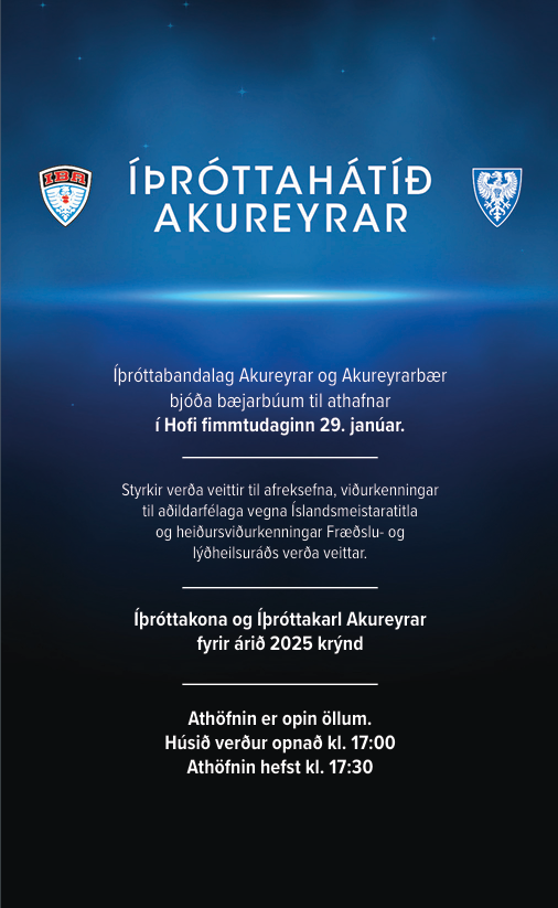 Íþróttahátíð Akureyrar í Hofi fimmtudaginn 29.janúar.