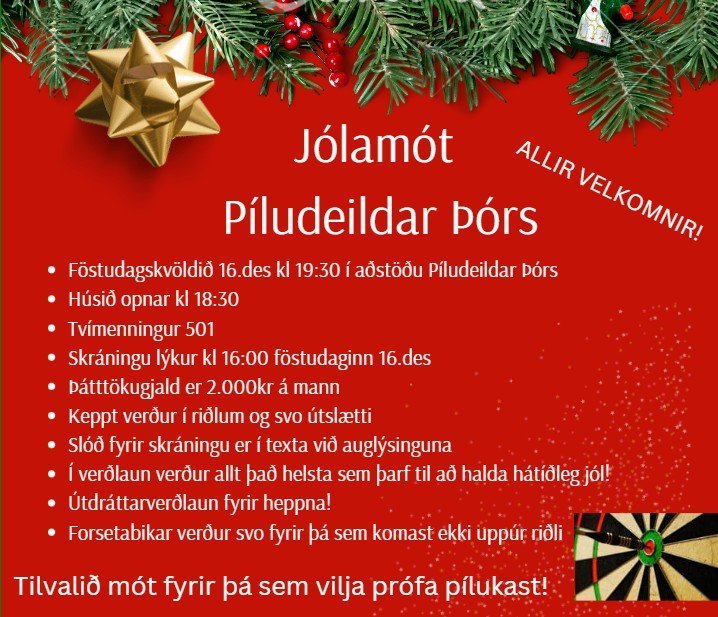 Jólamót Píludeildar á föstudag