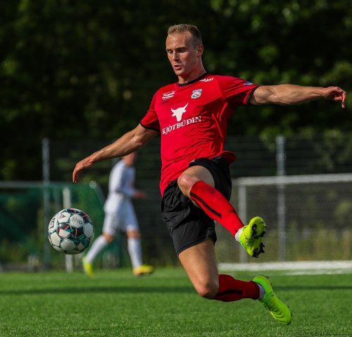 Kristján Atli í leik með Aftureldingu. Mynd: Hafliði Breiðfjörð / Fótbolti.net