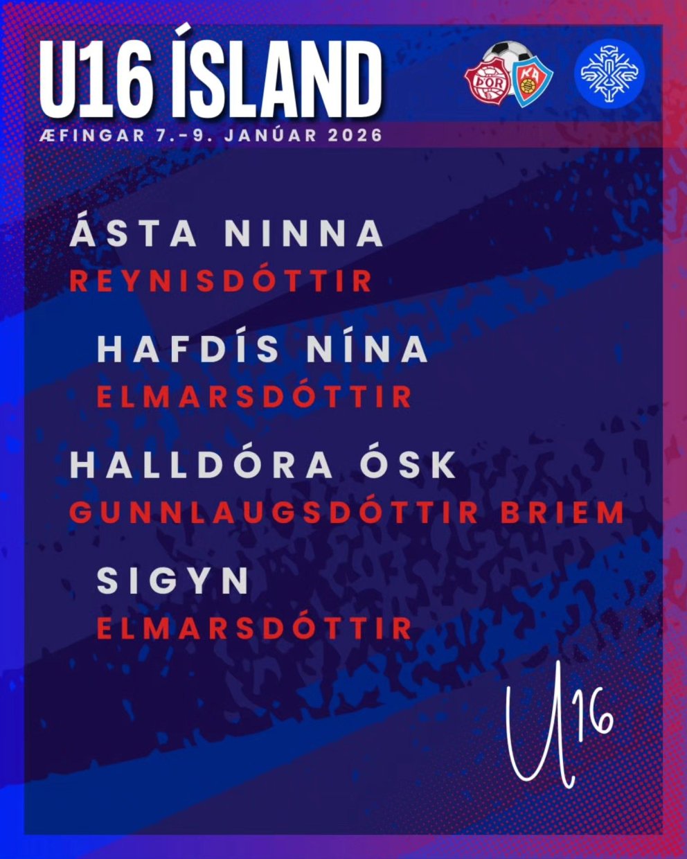 Fjórar úr Þór/KA æfa með U16