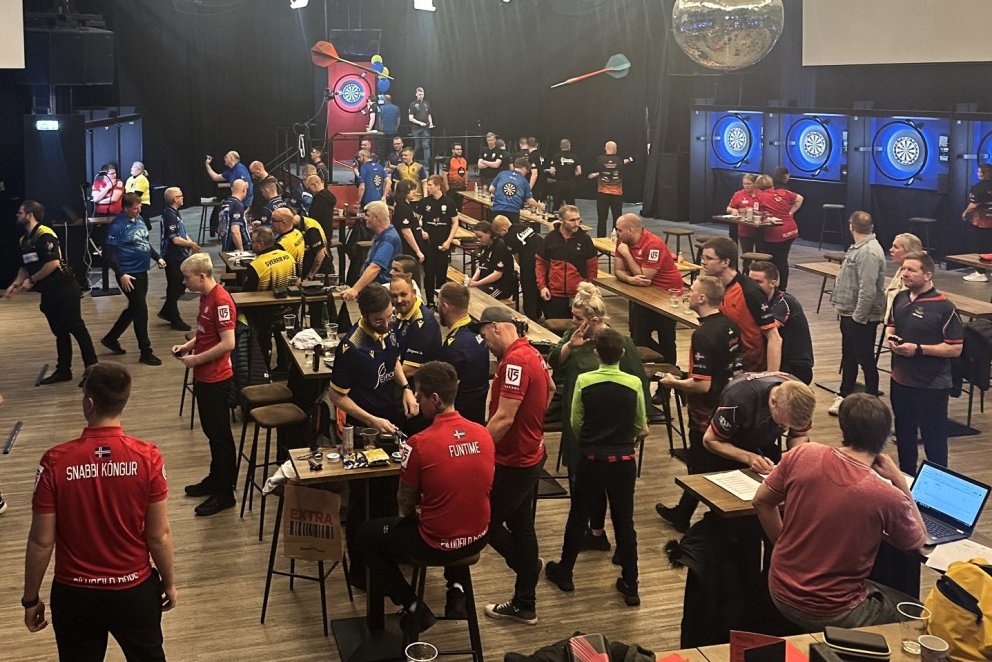 Íslandsmót félagsliða í pílukasti fór fram á Bullseye við Snorrabraut í Reykjavík. Mynd: Píludeild Þ…