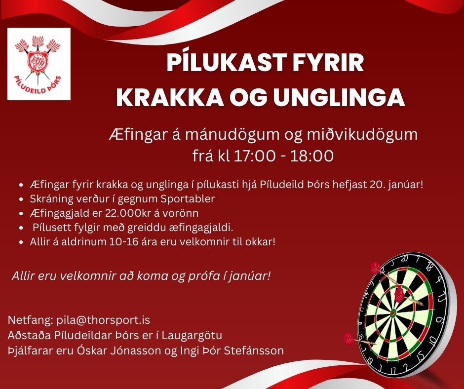 Æfingar fyrir krakka og unglinga hjá Píludeild Þórs