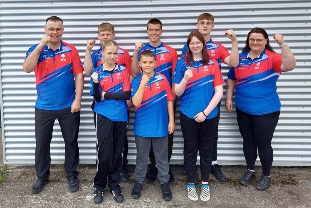 Tristan Ylur Guðjónsson, annar frá vinstri, og Snæbjörn Ingi, þriðji frá vinstri, báðir í aftari röð…